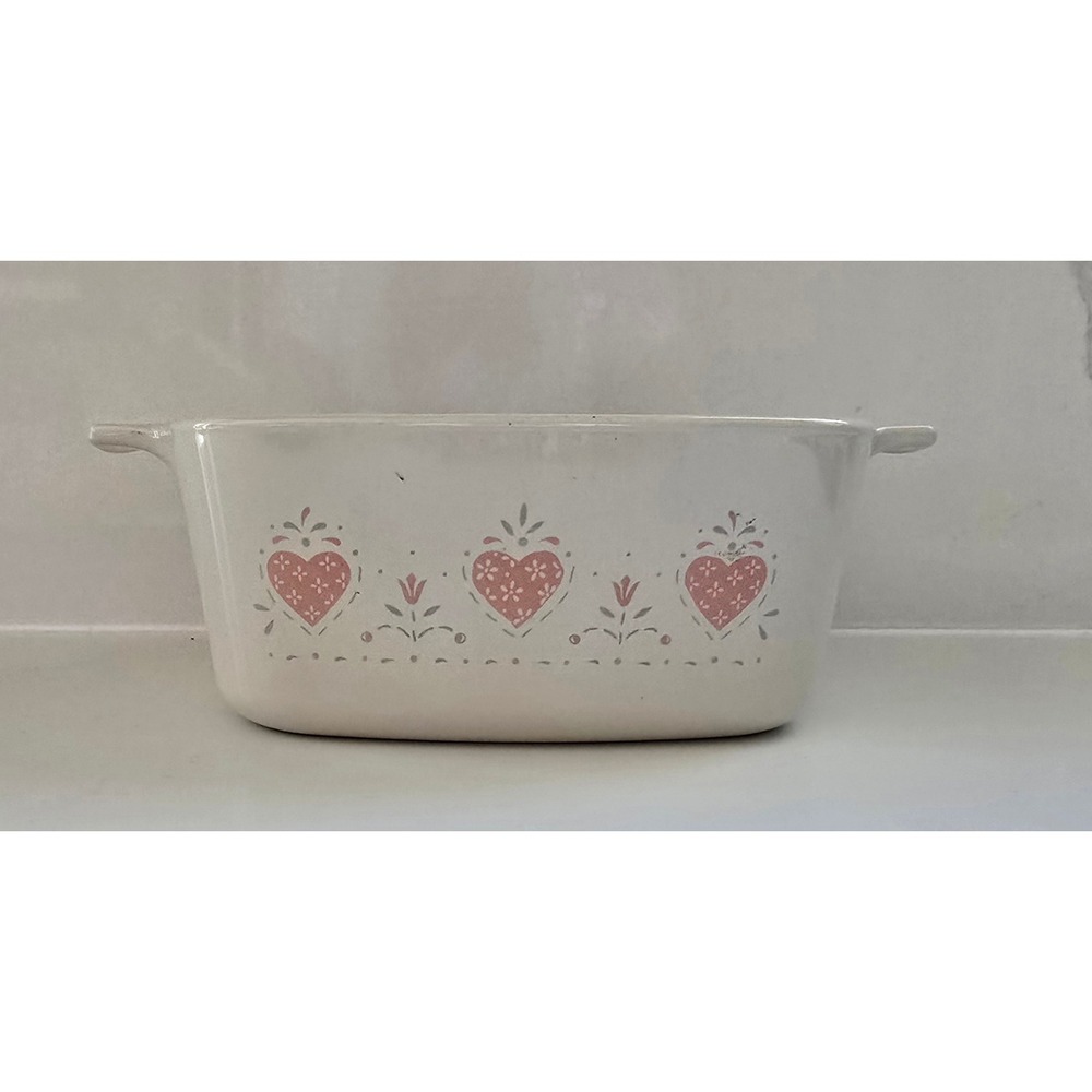 Corning Ware A-1 1/2-B 1.5 Liter Square Casserole Dish Pink Hearts Floral